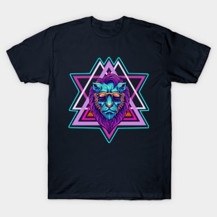 Electronic music blue outerspace sunglasses superstar dj lion T-Shirt